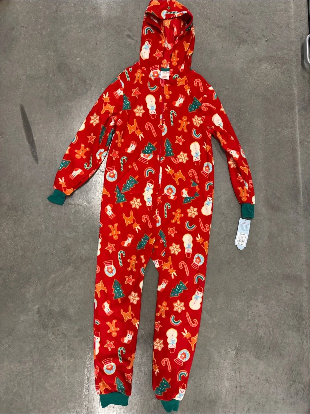 Cat & Jack Red Holiday One-Piece Hooded Footie Pajamas